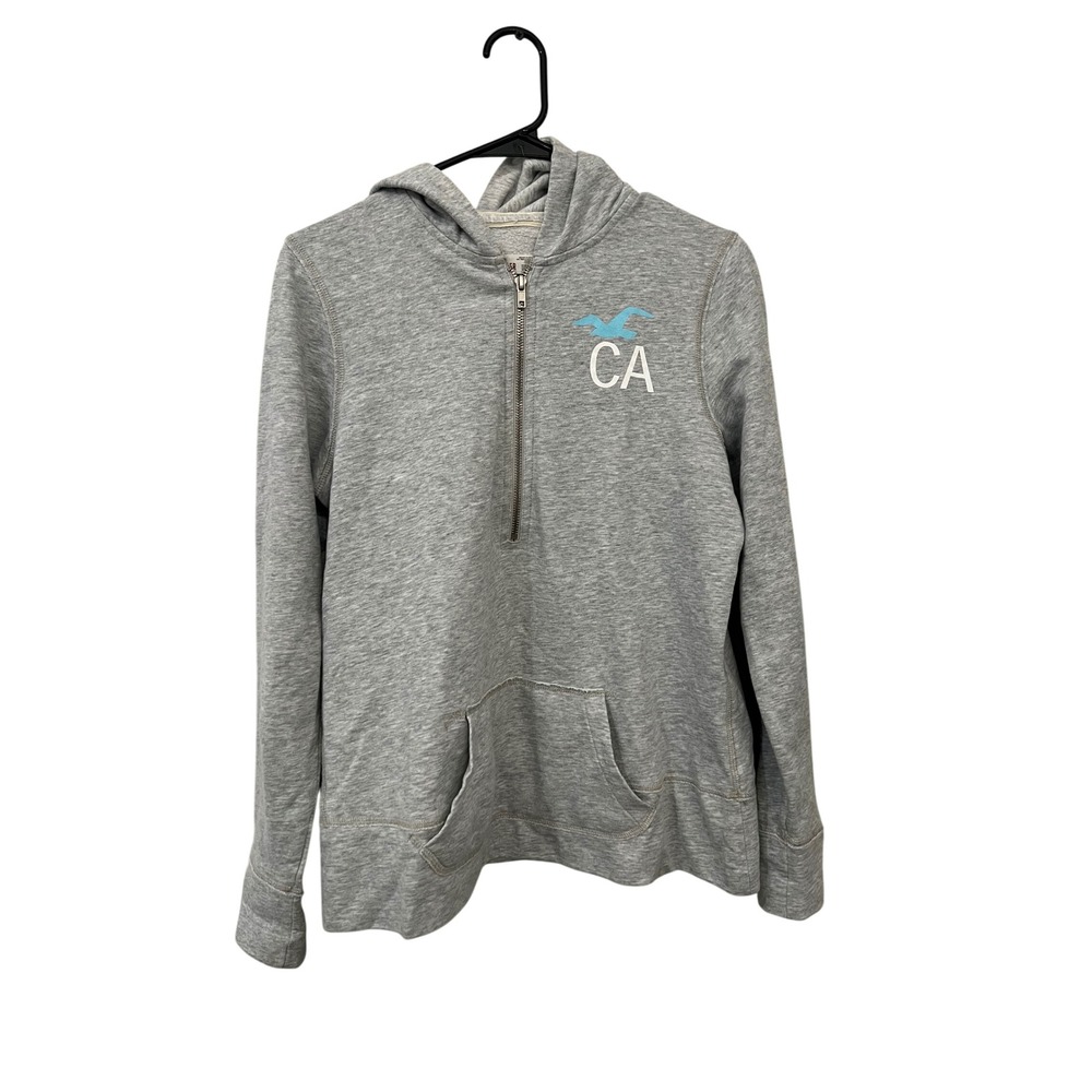 Hollister Gray Half Zip Hoodie CA Logo Pullover XL‎